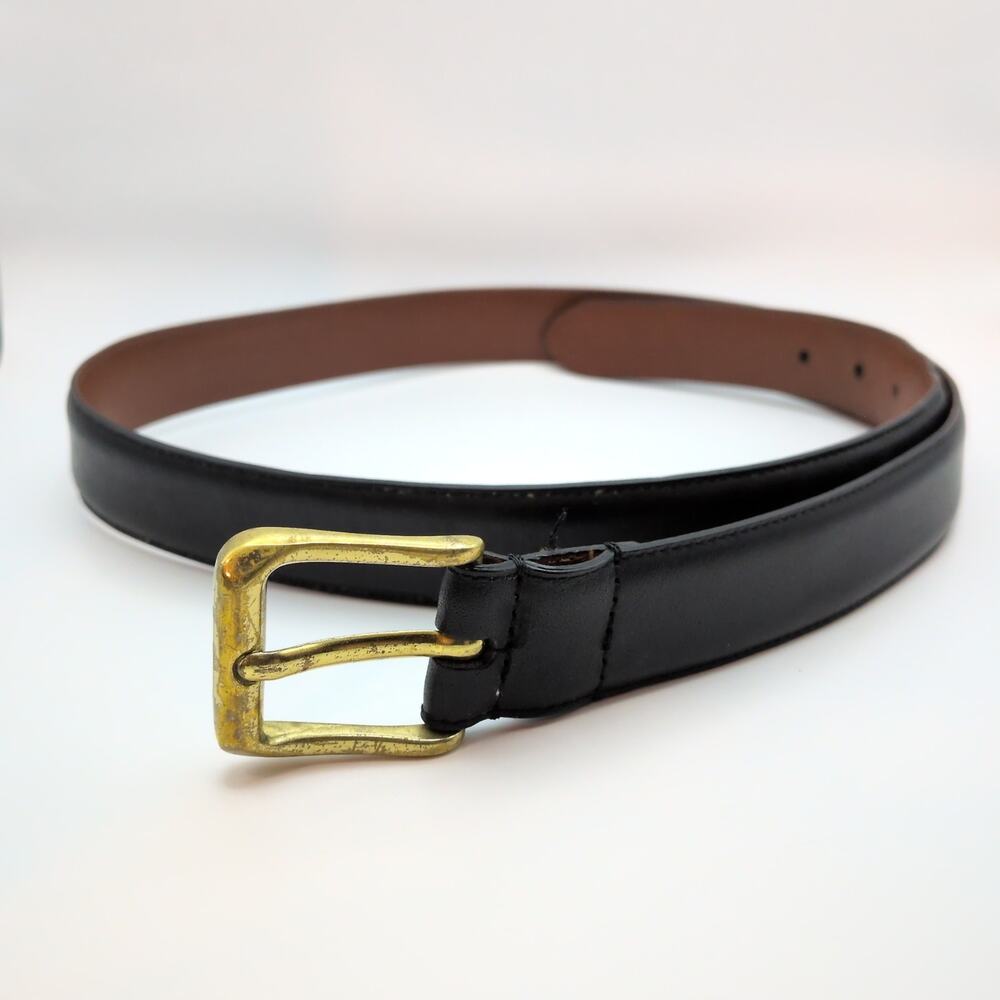 Vintage COACH 5950 Black Genuine Leather Belt Brass Buckle Made in Italy 34"